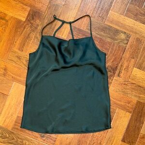 Green Satin Cowl Neck Top